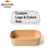 Disposable Serving Container Rectangular Paper Bowl with Lid for Salad Sandwich Cookies