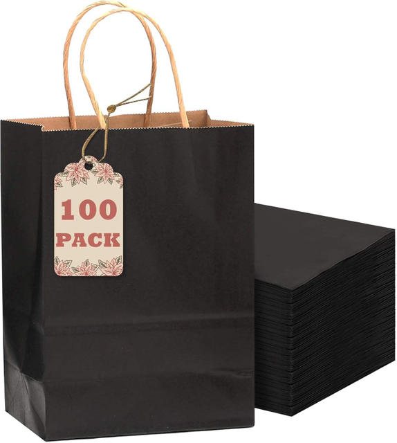 Black Kraft Paper Bags Can Be Customized in a Variety of Sizes Can Be Customized Pattern logo Retail Bags Shopping Bag