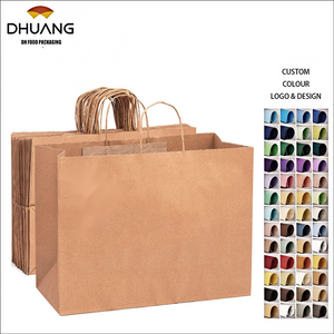 Kraft Paper Shopping Bags Waterproof Greaseproof PVC Coated for Gift Giving Retail Stores Craft Use for Clothing Boutiques