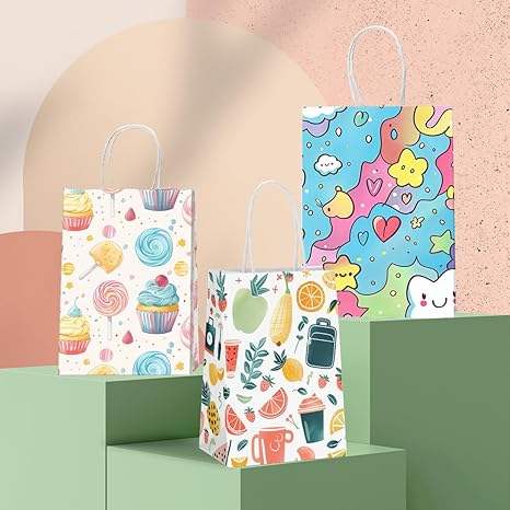 Gift Bag Paper Bag with Handle Party Birthday Wedding Small Paper Shopping (Rainbow Stars) Custom Paper Bags