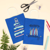 Medium Brown Paper Bag with Handle Blue Color for Parties and Corporate Events