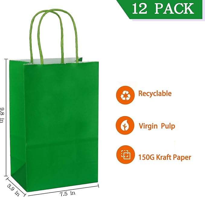 Medium Kraft Paper Gift Bags with Handles Green Recycled Materials Offset Printing Custom Logo for Crafts Use Shopping Bag