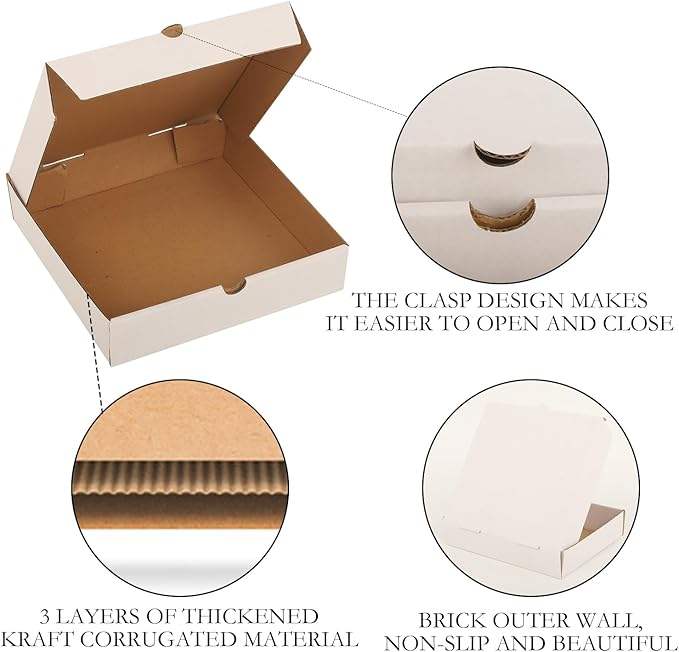 White Corrugated Cardboard Box Reusable Takeaway Packaging Cardboard Cake Cookie Custom Pizza Box
