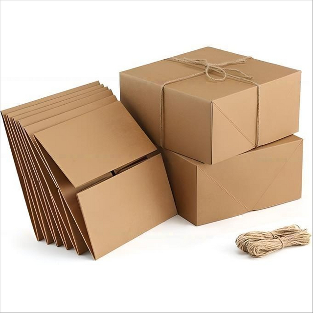 Premium 10-Pack Brown Kraft Paper Gift Boxes 2 Meters Hemp Rope Easy-to-Assemble Bridesmaid Proposal Christmas Gift Boxes Food