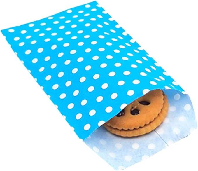 Blue Polka Dot Oil-Proof Baking Paper Bag Small Waxy Goodie Pack for Chocolate Pastries Packaging Oil-proof Paper Bag