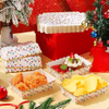 Food Trays Plaid Lights Nutcracker Disposable Christmas Paper Boat Nachos Hot Dog Party Supplies (Bright, Holiday Lights)