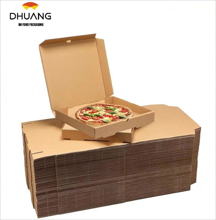 Bulk Corrugated Brown Pizza Box Specialty Art Takeout Container Embossing Box Packaging for Pizzas Pastries Custom Pizza Boxs