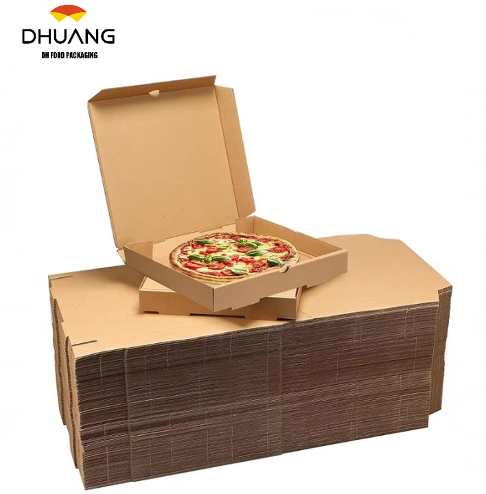 Bulk Corrugated Brown Pizza Box Specialty Art Takeout Container Embossing Box Packaging for Pizzas Pastries Custom Pizza Boxs