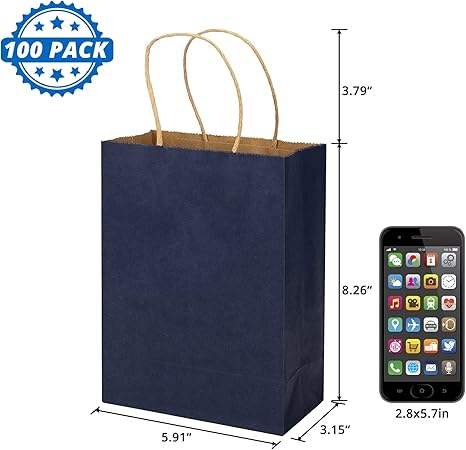 Dark Blue Gift Paper Bag for Commercial Retail Shopping with Customized LOGO Shopping Bag