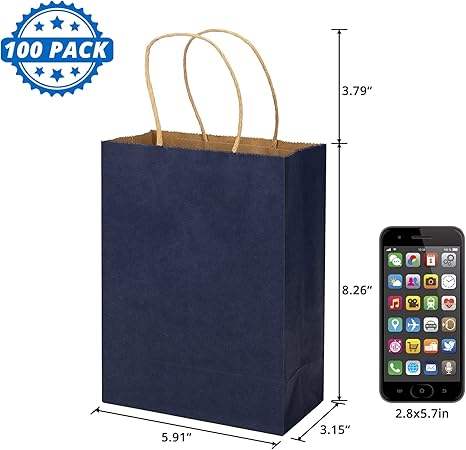 Dark Blue Gift Paper Bag for Commercial Retail Shopping with Customized LOGO Shopping Bag