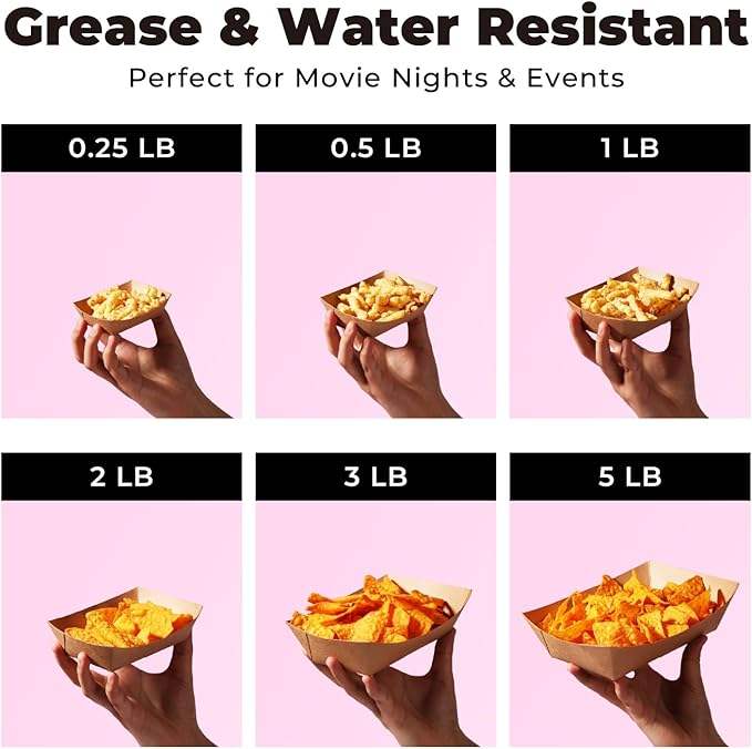 Pound Paper Food Trays Disposable Mini Paper Food Boats Small Kraft Paper Snack Dessert Tacos Food Trays