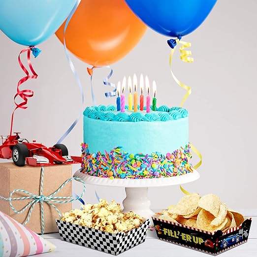 Packs Racing Party Supplies Grid Paper Food Tray Car Tray Paper Licensed Food, Carnival food trays