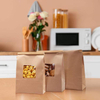 200 Bread Bags with Window Paper Cowhide with Tin Tie Lock Coffee Beans Snacks Bread and Candy Custom Bread Bags