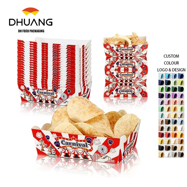 Pieces of Disposable Paper Food Tray for Carnival Party Decorations for Food Stalls, Condiments