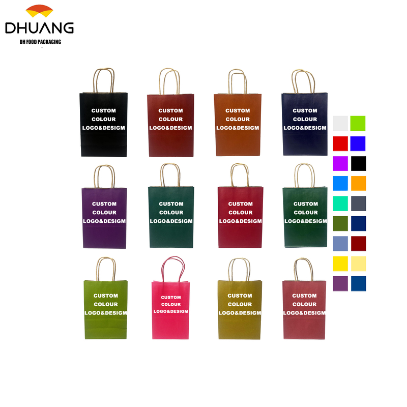 Customized Printed LOGO Brown Paper Bags in Candy Colors Available in Multiple Colors for Selection Shopping Bag