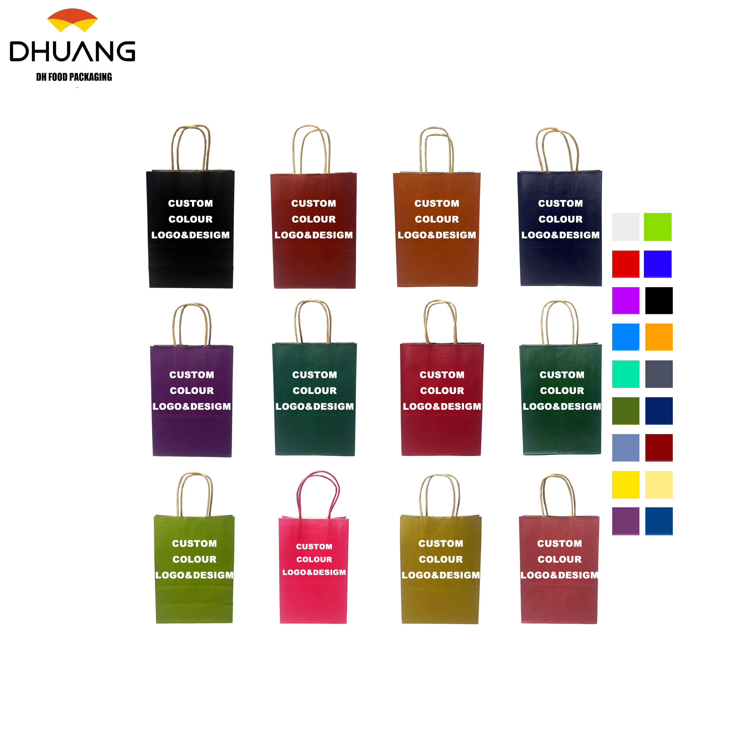 Customized Printed LOGO Brown Paper Bags in Candy Colors Available in Multiple Colors for Selection Shopping Bag