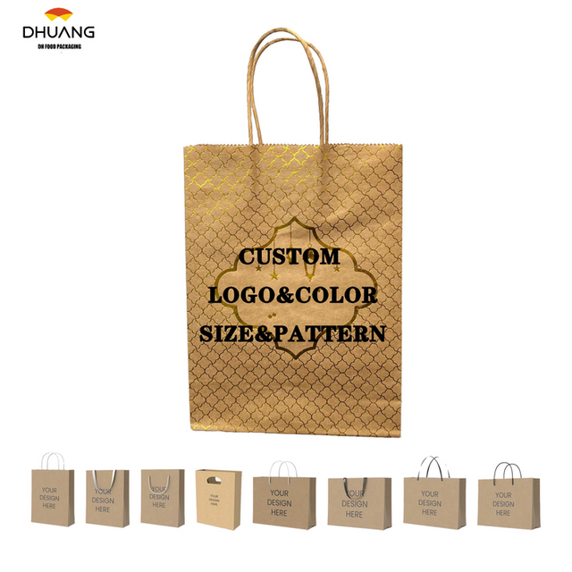 Recyclable Gift Small Business Handmade Kraft Paper in Various Sizes Price Customized with Handles Shopping Bags