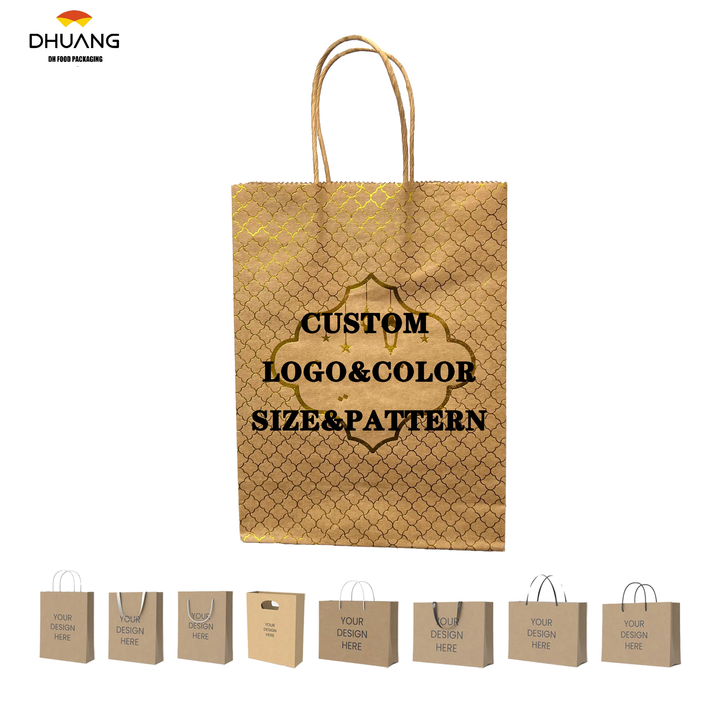 Recyclable Gift Small Business Handmade Kraft Paper in Various Sizes Price Customized with Handles Shopping Bags