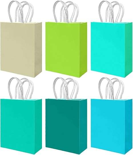 Small Kraft Paper Gift Bag with Handles Different Green Colors Multiple Uses with Custom Logo Shopping Bag