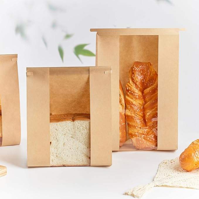 50 Windowed Bread Bags for Sourdough Sandwich Cookies with Tin TAB Lock Custom Bread Bags