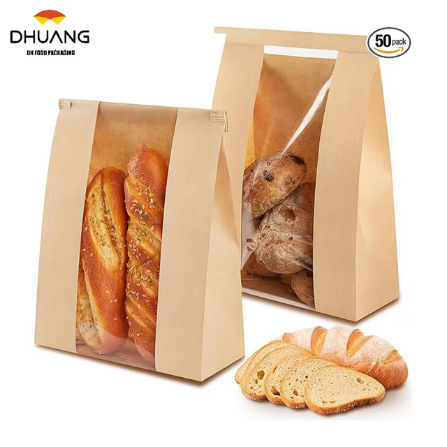 50 Windowed Bread Bags for Sourdough Sandwich Cookies with Tin TAB Lock Custom Bread Bags