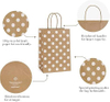 25 Brown Dot Gift with Handles Recyclable Kraft Paper Bags Shopping Bags Party Bags