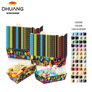 Packs of Neon Party Supplies, Decorations, Disposable Paper Food Plates, Paper Food Boats, Suitable for Carnival, Festivals