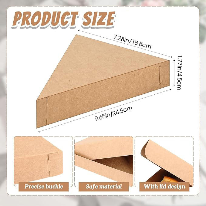 Pizza Box Bulk Disposable Wedge Tray Cardboard Triangle Single Slice Pizza Container Box (brown Paper) Custom Pizza Boxs