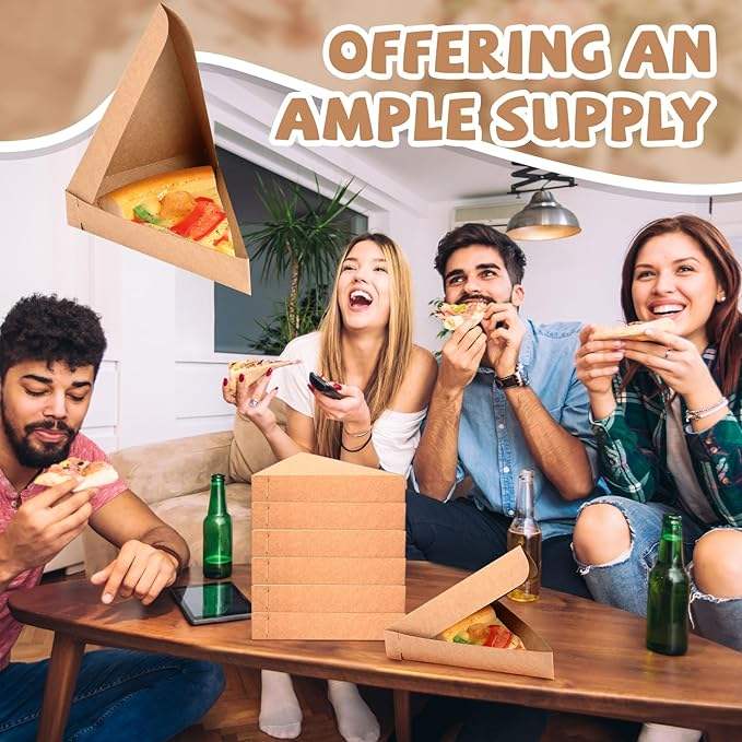 Pizza Box Bulk Disposable Wedge Tray Cardboard Triangle Single Slice Pizza Container Box (brown Paper) Custom Pizza Boxs