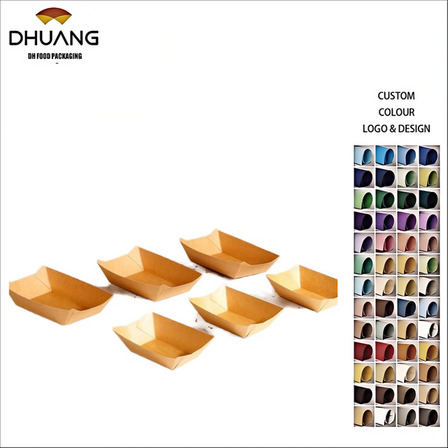 Sturdy Kraft Paper Disposable Serving Trays for Nachos Tacos Fries Hot Dogs Salads-for Parties Festivals Picnics