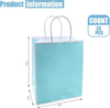 24 Blue Paper Bag with Handle Kraft Paper Wedding, Birthday, Baby Shower Party Gift Bag Commercial Retail 100% Renewable