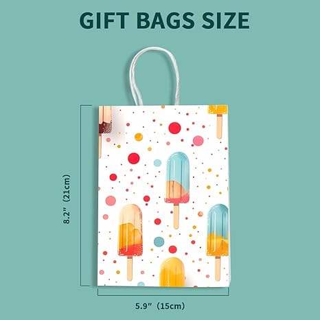 Gift Bag Paper Bag with Handle Party Birthday Wedding Small Paper Shopping Bag (Popsicles)