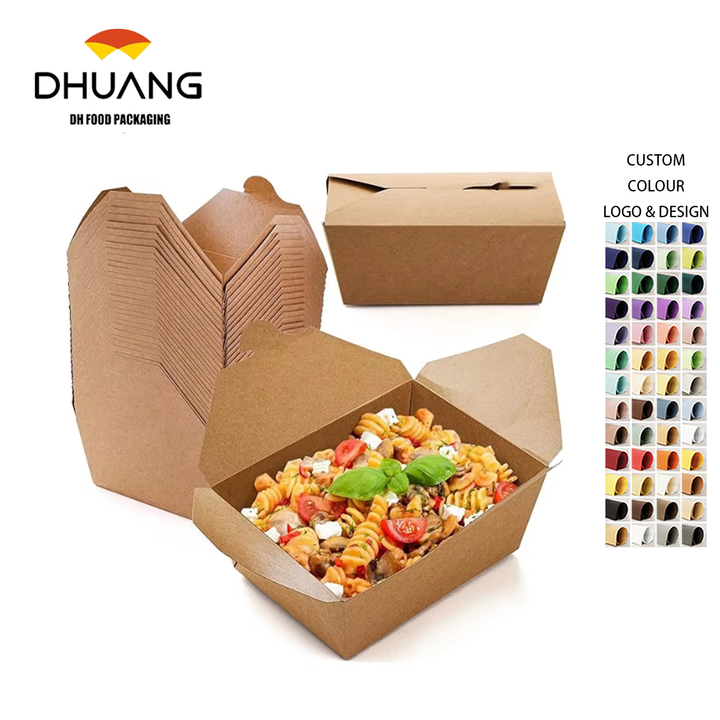 Paper Food Container Kraft Lunch Box Brown Storage Paperboard Fast Food Holder Microwaveble Food Box