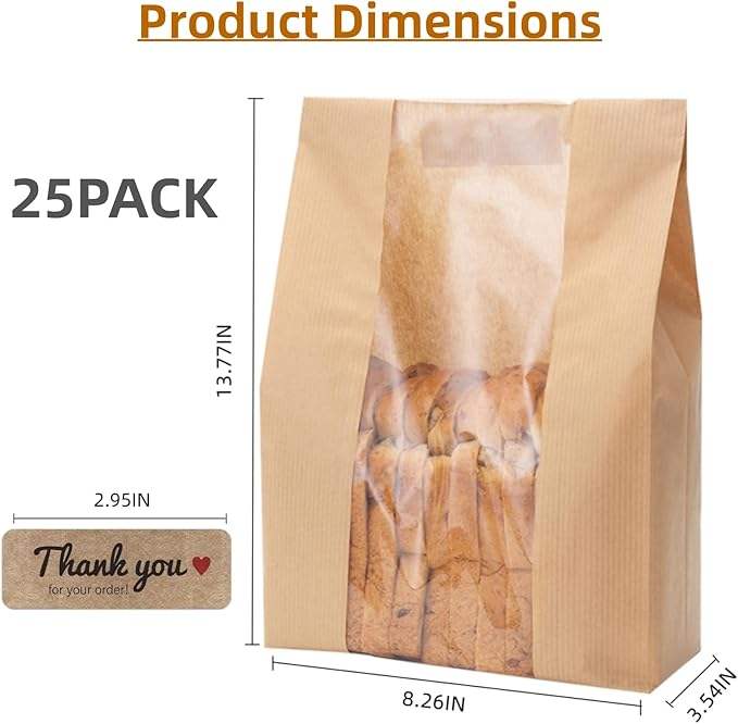 With Window Kraft Paper Bag Grease-resistant Bread Bag Cookies Doughnuts Custom Bread Bags