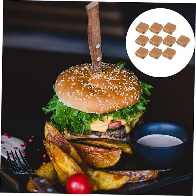 Kraft Paper Burger Packaging Boxes for Takeout Picnic Food Containers for Hamburgers French Fries and Party Snacks