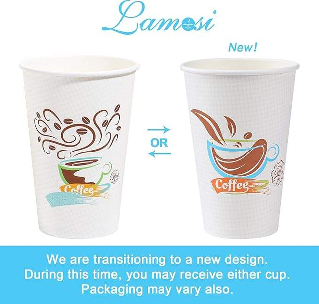16 oz Paper Disposable Coffee Cups for Hot and Cold Drinks, Coffee Shops, Offices and Restaurants