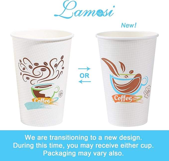 16 oz Paper Disposable Coffee Cups for Hot and Cold Drinks, Coffee Shops, Offices and Restaurants