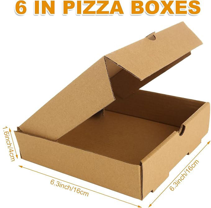 Kraft Corrugated Mini 6-inch Small Pizza Tote Takeaway Box Pizza Cake Cookies Food Custom Pizza Boxs