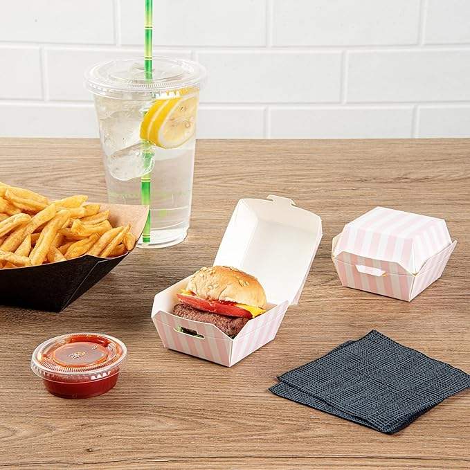 Hamburger Food Container Hinge Cover with Matte Finish Corrugated Paper Grain Storage Box Burger Box