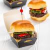 Mini Burger Box Food Container with Hinged Lid Disposable Black Paper Takeout Box for Small Burgers or Desserts