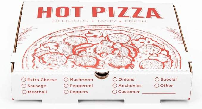 Pizza Box Red Printed Oil-proof Corrugated Paper Suitable for Small Individual Custom Pizza Boxs