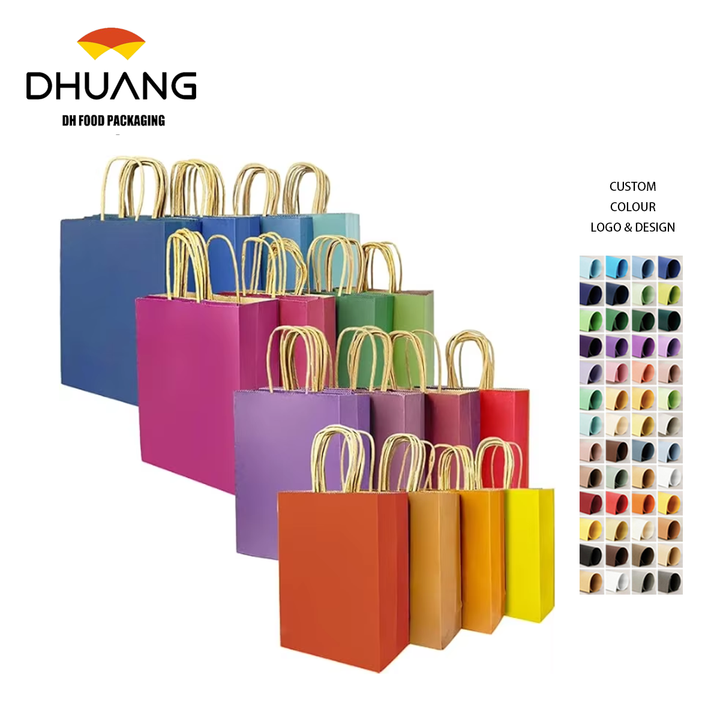 Bulk Medium Paper Bags with Handles 16 Different Senior Colors for Multiple Uses Custom Logo for Clothing Shopping Bag
