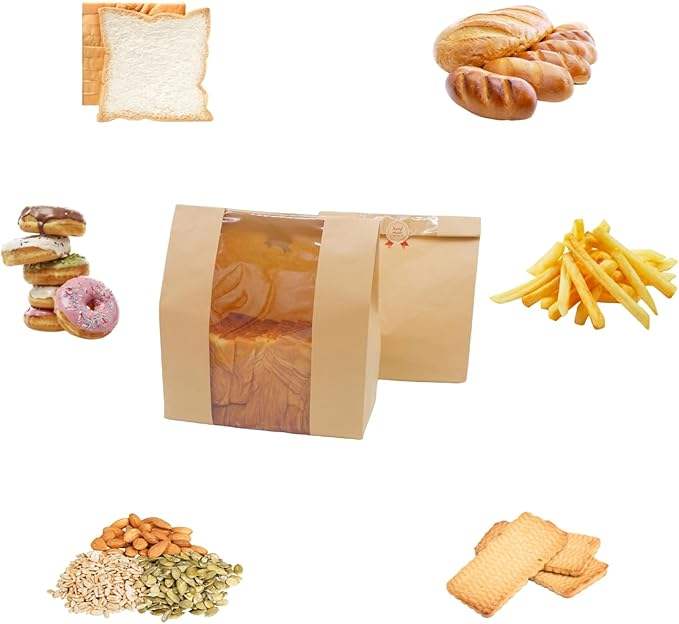 Bread Bag With Window for Packaged Storage of Baked Goods Including Cute Seal Stickers Custom Bread Bags