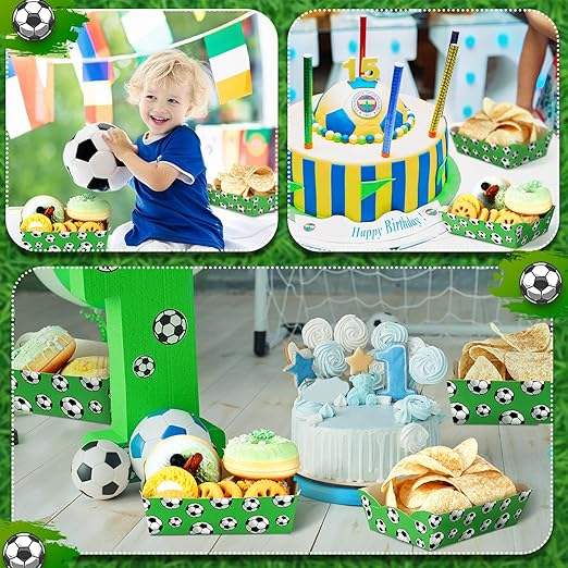 Packs Football Party Decoration Paper Food Tray Food Boat for Licensed Food, Condiments, Carnival (Football)