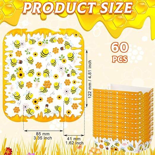 Packs Bee Party Supplies Set Birthday Decoration Disposable Paper Food Tray Paper Food Boat Carnival, Fair, Festival