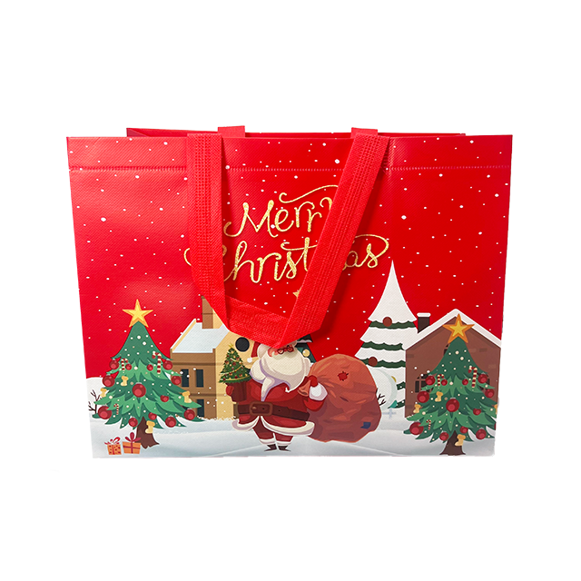 Custom Printed Laser-coated Aluminum Foil-coated Non-woven Fabric Gift Bags for Wholesale in Christmas Styles Shopping Bag