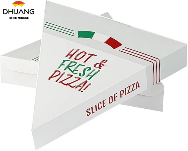 Clamshell Pizza Slice Container - Oil Proof Label Lock White Paper Single Slice Pizza Box for Restaurants Custom Pizza Boxs