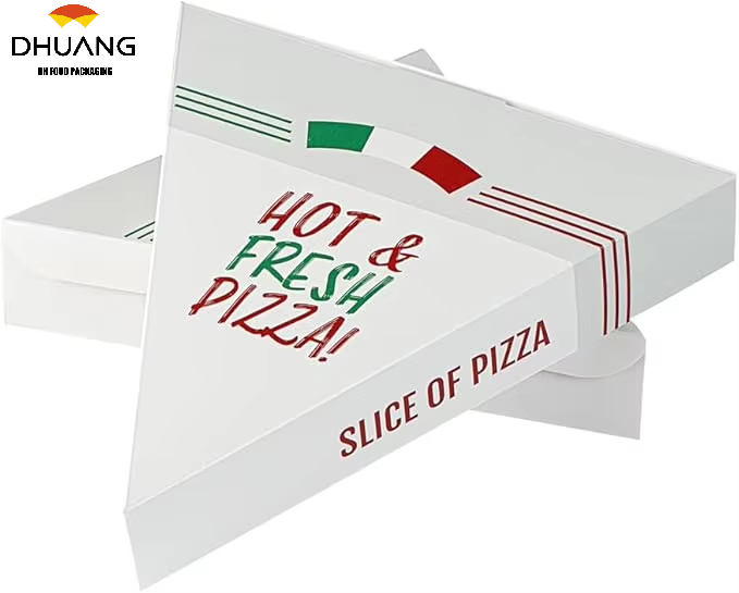 Clamshell Pizza Slice Container - Oil Proof Label Lock White Paper Single Slice Pizza Box for Restaurants Custom Pizza Boxs