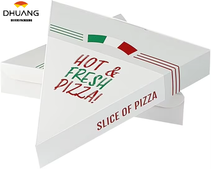 Clamshell Pizza Slice Container - Oil Proof Label Lock White Paper Single Slice Pizza Box for Restaurants Custom Pizza Boxs