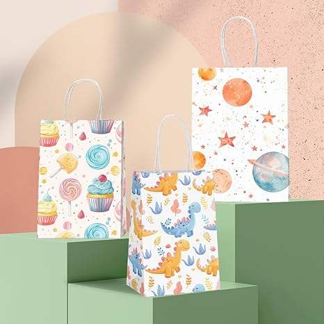 Gift Bag Paper Bag with Handle Party Birthday Wedding Small Paper Shopping (Star Planet) Custom Paper Bags
